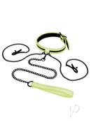 Whipsmart Glow In The Dark Collar With Nipple Clips And...