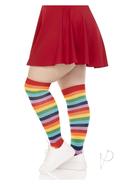 Spandex Acrylic Rainbow Striped Thigh Highs - 1x-2x -...